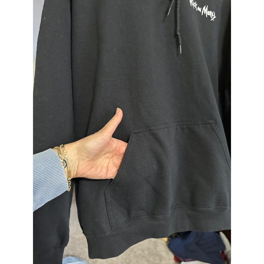 Rick and Morty Adult Swim Black Graphic Hoodie Skateboard Back Print Mens Large - Picture 7 of 8